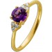 Amethyst Ring Gold 585 14 Karat lila Edelstein 0.73ct. Brillanten 0.06ct