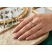 Brillant Ring Blüte Lorbeer Gold 585 14 K Natur Diamanten 0.18ct
