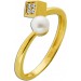 Perlenring Gold 333 8K Süßwasserzuchtperle Zirkonia