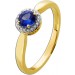 Tansanit Ring Gold 375 9K  Natur Edelstein Lab Grown Diamanten 0.10ct 