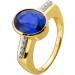 Tansanit Ring Gold 585 14K Diamanten 0.10ct Natur Edelsteine