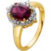 Diamantring Gold 375 9K Natur Rhodolit 2.95ct Lab Grown Diamanten 0.30ct 