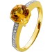 Diamantring Gold 375 9K Natur Citrin Lab Grown Diamanten 0.16ct