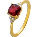 Rhodolith Ring Gold 375 9K Natur Edelstein Lab Grown Diamanten