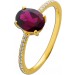 Diamant Ring Gold 375 9K Nat Rhodolith 1.45ct Labor Diamanten 0.12ct