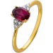 Diamant Ring Gold 375 9K Nat Rhodolith 1.1ct Labor Diamanten 0.10ct