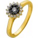 Diamant Ring Gold 585 14K schwarze Natur Diamanten weiße Natur Diamanten