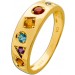 Edelsteinring Gold 333 8K Natur Citrin Iolith Swiss Blautopas Granat Amethyst