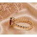Granat Halo Ring Gold 333 8K nat. Granat Edelstein 1.5ct Natur Diamanten 