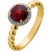 Granat Halo Ring Gold 333 8K nat. Granat Edelstein 1.5ct Natur Diamanten 