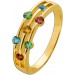 Edelsteinring Gold 333 8K nat. Swiss Blautopas Tsavorit Citrin pinker Turmalin