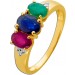Smaragd Ring Gold 333 8K Natur Saphir Rubin Lab Grown Diamanten
