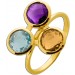 Citrin Ring Gold 585 14K nat afrikanischer Amethyst nat Blautopas