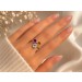Citrin Ring Gold 585 14K nat afrikanischer Amethyst nat Blautopas