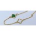 Kleeblatt Armband Gelbgold 585 14K weiße grüne Emaillie