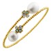 Perlen Armreif Gold 585 14K Natur Diamanten 0.15ct Süßwasserperlen