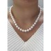 Süßwasserperlenkette fast ganz runde Perlen weiß-rose Top Lustre Perlenschmuck