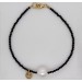Perlenarmband Süßwasserperle schwarze Spinell Edelsteine Silber vergoldet