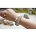 Chalzedon Armband weiß braune Edelsteine 410ct Stretchband 