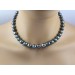 Tahiti Perlenkette Anthrazit schwarz changierende fast ganz runde Perlen im Verlauf 8-10,9mm Sterling Silber 925 Karabiner