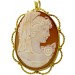 Antike Muschelgemme Frauenbüste Anhänger Brosche von 1920 Top Zustand Gelbgold 750 18 Karat zeitgenössisch verspieltes Design-5