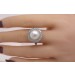 Antiker Perlen Diamantring Weißgold 585 14 Karat Mabe Perle 13mm 25 Diamanten Total 0,41ct W/SI 8/8 Vintage 1980