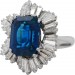 Saphir Ring Platin 950 blauer Edelstein 10.50ct. Diamanten 3.50ct.