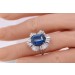 Saphir Ring Platin 950 blauer Edelstein 10.50ct. Diamanten 3.50ct.