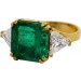 Smaragd Diamant Ring Gelbgold 18 k grüner Smaragd 6,5ct. Zertifikat 2 Diamanten 1,50ct. TW/VVSI Triangel Schliff Rarität Feinstes Unikat