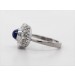 Saphirring Weißgold 585 14K blau Safir 1 ct Cabochon Diamanten 