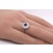 Saphirring Weißgold 585 14K blau Safir 1 ct Cabochon Diamanten 