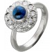 Saphirring Weißgold 585 14K blau Safir 1 ct Cabochon Diamanten 