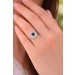 Saphirring Weißgold 585 14K blau Safir 1 ct Cabochon Diamanten 