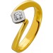 Diamantring Gelb Weißgold 750 Solitär Brillant  Asscher 0.30ct.TW VVS 