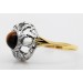 Tigerauge Ring Gold Weißgold 585 14K brauner Edelstein Antikschmuck