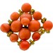 Anhänger Anstecknadel vergoldet orange-rot Korallen 15.50ct.