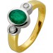 Ring Gelbgold 750 grüner Smaragd 1.00ct. Diamanten 0.10ct. W VSI