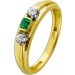 Edelsteinring Gelbgold 585 grüner Smaragd Diamanten 0.14ct. Lupenrein