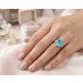 Zirkon Ring Weißgold 585 14K Solitär blauer Edelstein 11ct. 