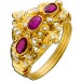 Rubin Ring Gold 750 18K roten Edelsteine Diamanten Antikschmuck