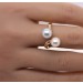 Perlen Ring Gelbgold 750 18K japanische Akoyaperlen Diamanten 0.1ct