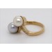Perlen Ring Gelbgold 750 18K japanische Akoyaperlen Diamanten 0.1ct