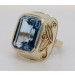 Spinell Ring Gold 585 14K blauer synth. Edelstein Antikschmuck