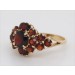 Granatring Gelbgold 585 14K rote Edelsteine Antikschmuck