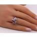 Diamant Ring Weißgold 750 18K pinke Rubine Antikschmuck
