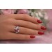 Diamant Ring Weißgold 750 18K pinke Rubine Antikschmuck