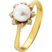 Perl Ring Gold 585 14K japanische Akoyaperle Diamanten 0.08ct 