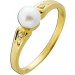 Perlring Gold 585 japanische Akoyaperle Diamanten 0.02ct 