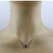 Saphirkette Collier Gold 585 14K Diamanten 0.05ct blauer Edelstein