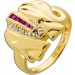 Elefantenring Gold 585 14K rote Rubine Diamanten 0.05ct W I1 